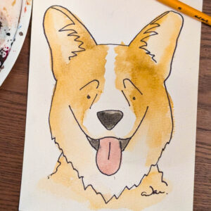 Custom Pet Portrait - Ink and Watercolor 5x7